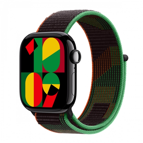 Apple Watch Series 10 42mm  Sport Loop (Kozmosz Fekete-Zöld-Piros) Apple Garancia