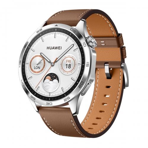 Huawei Watch GT 4 46mm (Ezüst-Barna Bőrszíj)